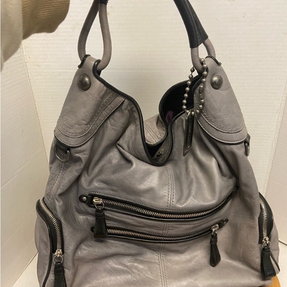 Coach Large Leather Hobo Bag in Gray - Picture 1 of 11